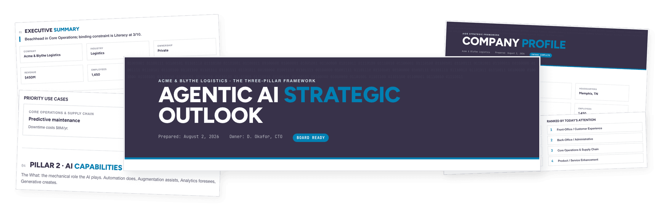 Work the three-pillar framework into a board-ready strategic outlook.